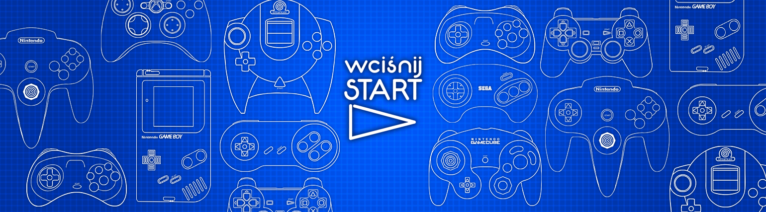 Oryginalny baner Wciśnij Start z kontrolerami do gier